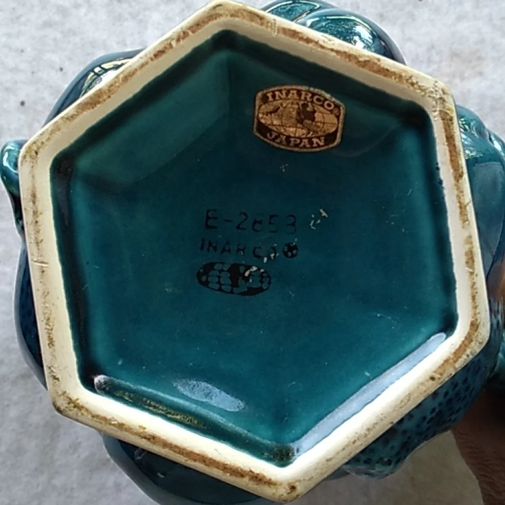 Vintage Irarco blue fruit pitcher vase